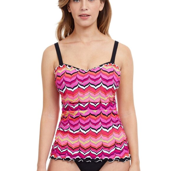 NWT PROFILE BY GOTTEX PALM SPRINGS D-CUP SHIRRED UNDERWIRE TANKINI TOP - Picture 5 of 5